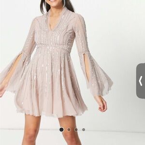 ASOS design skater mini with sleeve and corset back